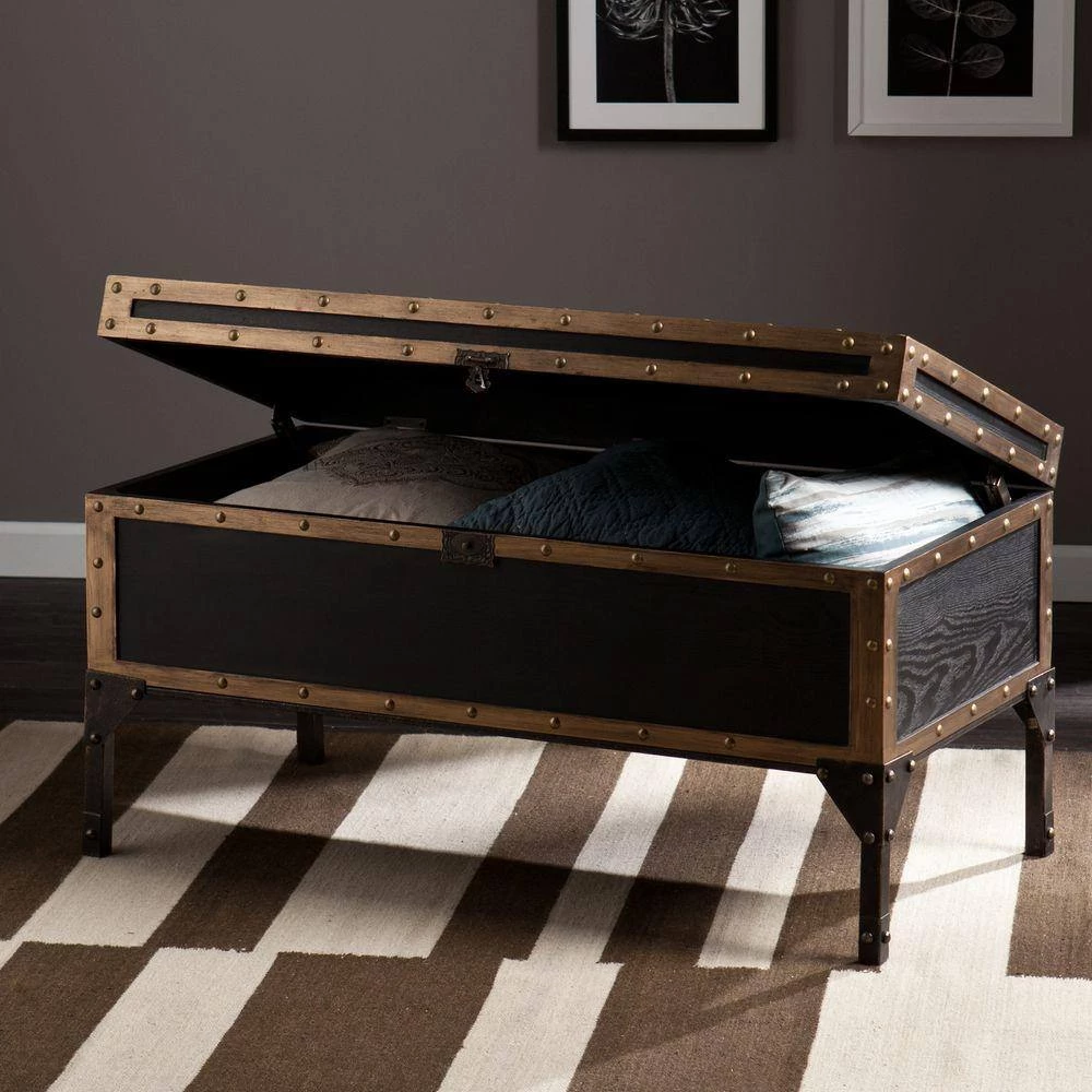 Irving 40 in. Antique Black/Dark Antique Bronze Medium Rectangle Wood Coffee Table with Lift Top by Southern Enterprises 5 Irving 40 in. Antique Black/Dark Antique Bronze Medium Rectangle Wood Coffee Table with Lift Top by Southern Enterprises - Image 3