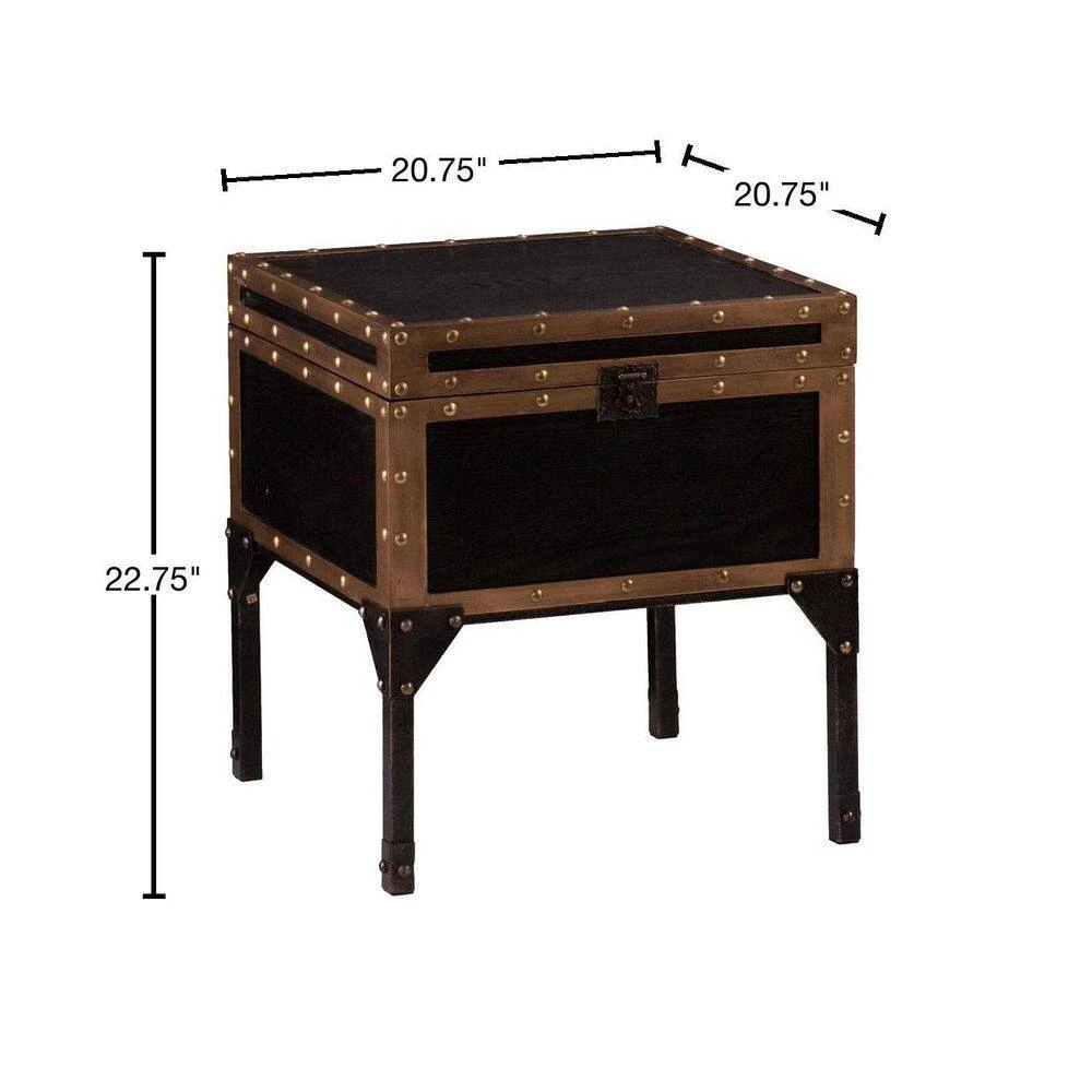 Emma Antique Black Trunk End Table by Southern Enterprises 5 Emma Antique Black Trunk End Table by Southern Enterprises - Image 3