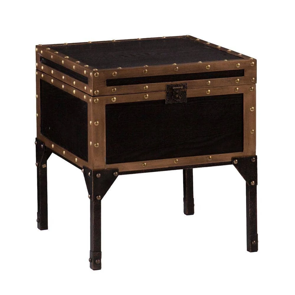 Emma Antique Black Trunk End Table by Southern Enterprises 3 Emma Antique Black Trunk End Table by Southern Enterprises