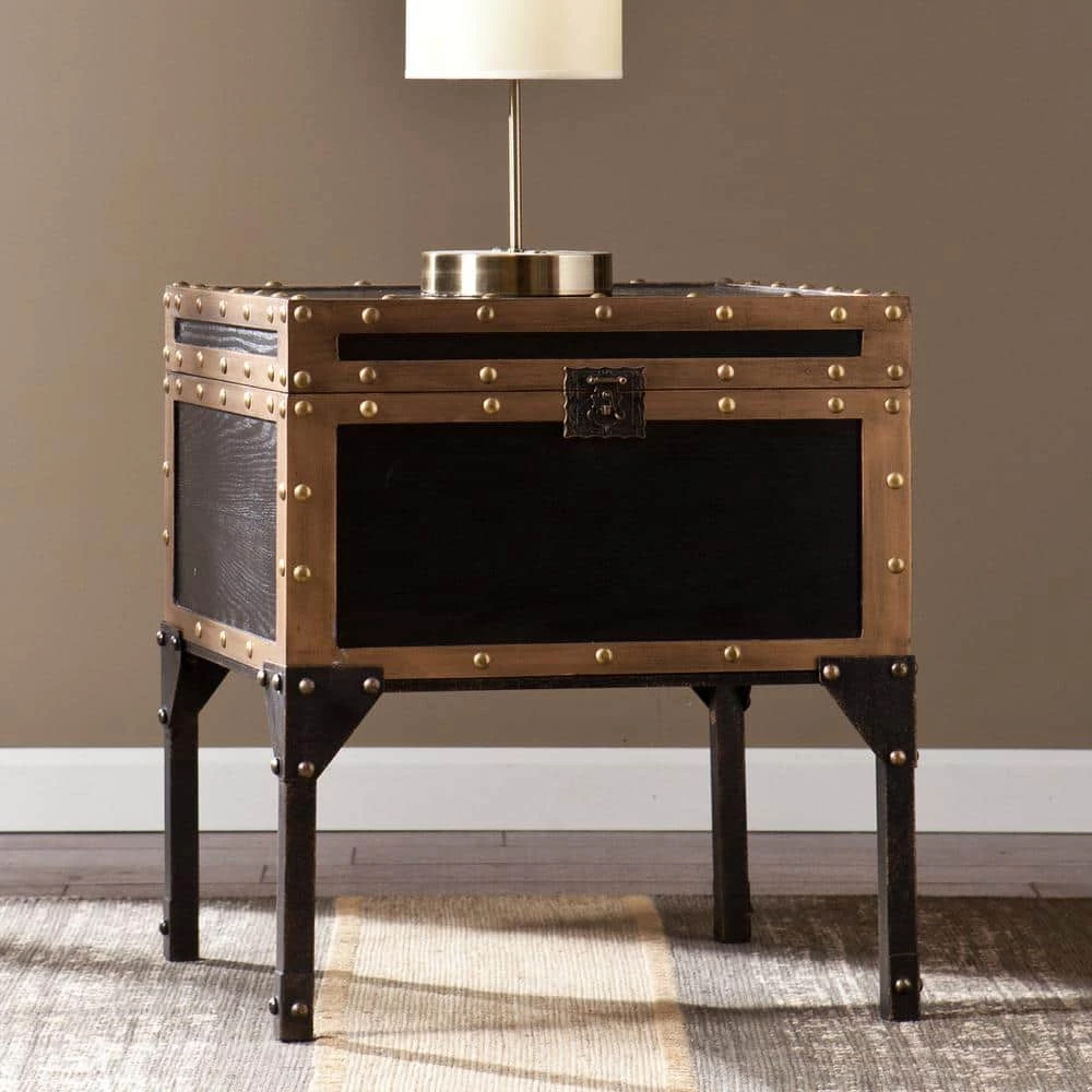 Emma Antique Black Trunk End Table by Southern Enterprises 6 Emma Antique Black Trunk End Table by Southern Enterprises - Image 4