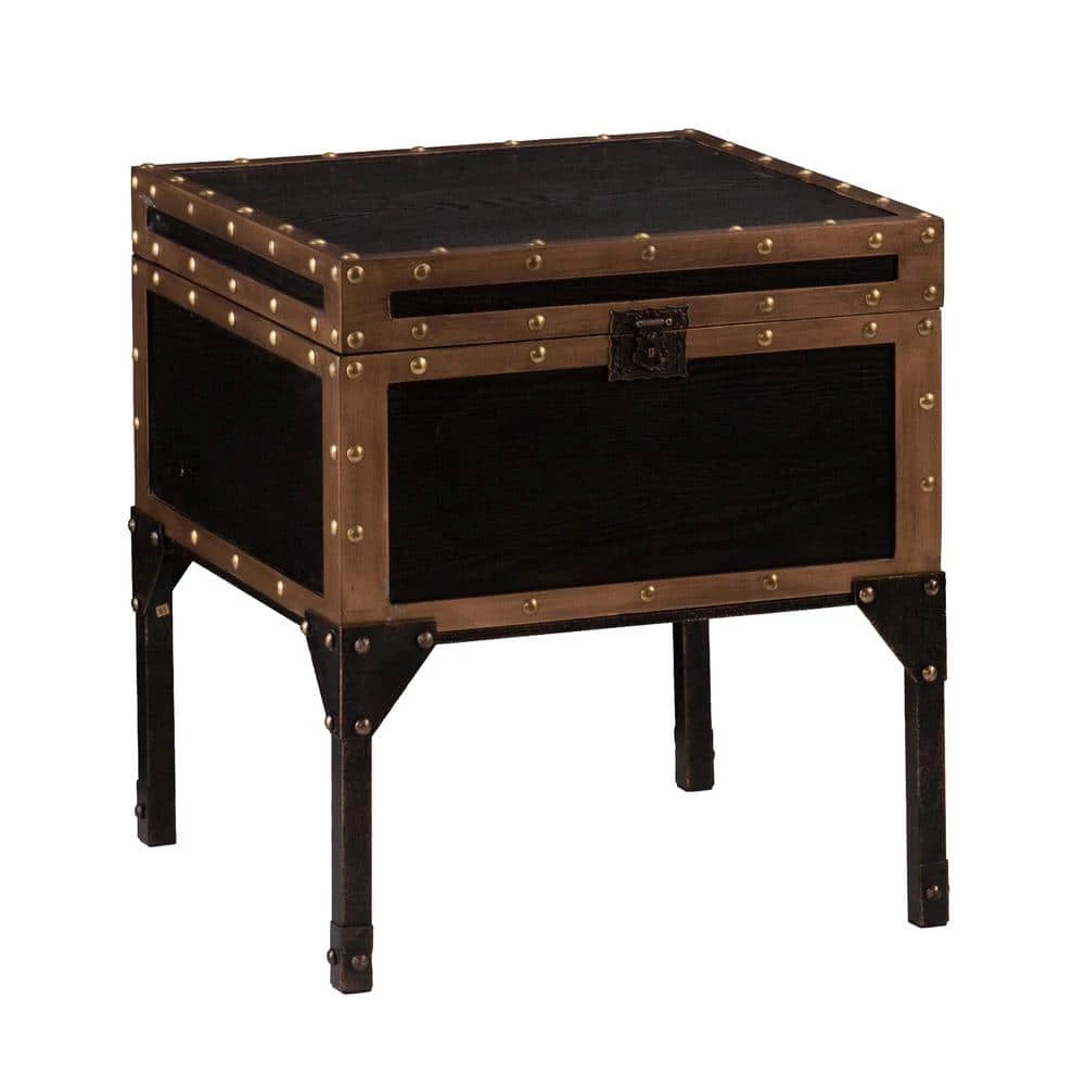 Emma Antique Black Trunk End Table by Southern Enterprises 4 Emma Antique Black Trunk End Table by Southern Enterprises - Image 2