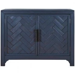 40 in. Antique Blue Modern Rectangle Wood Console Table with 2 Shelves by Huluwat