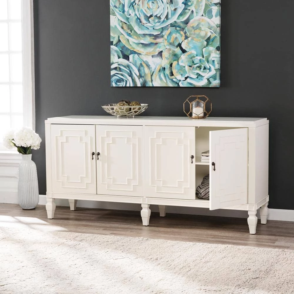 Shanera Antique White Low-Profile Accent Cabinet by Southern Enterprises 9 Shanera Antique White Low-Profile Accent Cabinet by Southern Enterprises - Image 7