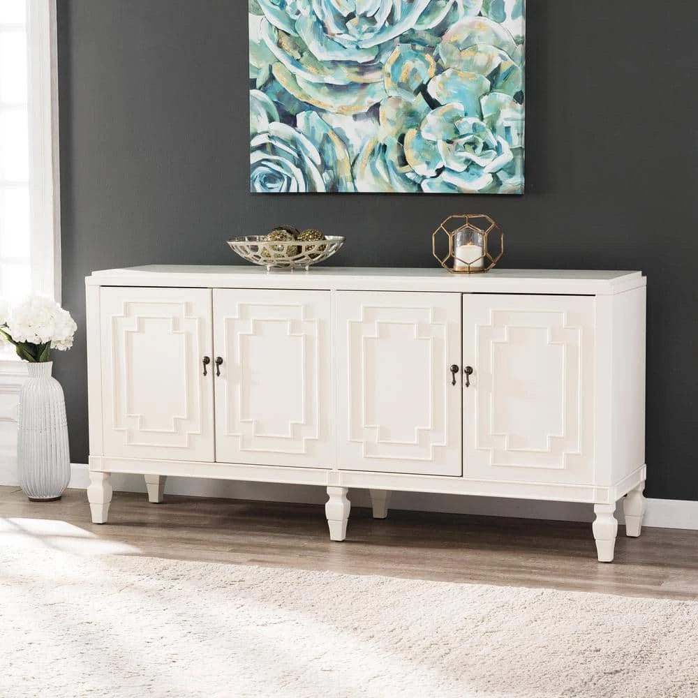 Shanera Antique White Low-Profile Accent Cabinet by Southern Enterprises 3 Shanera Antique White Low-Profile Accent Cabinet by Southern Enterprises