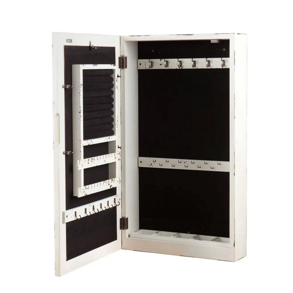 Garrison Shabby Chic 30 in. x 17 in. Wall Mount Jewelry Mirror in Antique White by Southern Enterprises 4 Garrison Shabby Chic 30 in. x 17 in. Wall Mount Jewelry Mirror in Antique White by Southern Enterprises - Image 2