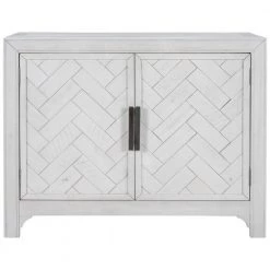 40 in. Antique White Modern Rectangle Wood Console Table for Living Room with 2-Shelves by Huluwat