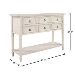 46 in. Antique White Modern Rectangle Wood Console Table with 6-Drawers and 1 Shelf by Huluwat 14 46 in. Antique White Modern Rectangle Wood Console Table with 6-Drawers and 1 Shelf by Huluwat -Southern Enterprises Sales antique white huluwat console tables dj tc wf284792aak 40 1000