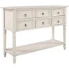46 in. Antique White Modern Rectangle Wood Console Table with 6-Drawers and 1 Shelf by Huluwat -Southern Enterprises Sales antique white huluwat console tables dj tc wf284792aak 64 1000