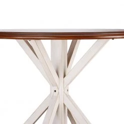 Veda 41 in. Round Antique white with whiskey maple MDF Top 4 Person Farmhouse Dining Table by Southern Enterprises -Southern Enterprises Sales antique white with whiskey maple southern enterprises kitchen dining tables hd650227 44 1000
