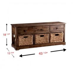 Clyde Antiqued Brown Storage Bench by Southern Enterprises -Southern Enterprises Sales antiqued brown finish with natural water hyacinth southern enterprises dining benches hd862132 44 1000