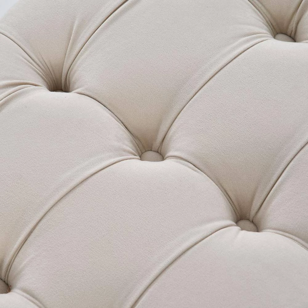 Beige Upholstered Flip Top Storage Bench with Button Tufted Top (16.1 in. H x 46.5 in. W x 20.1 in. D) by Huluwat 7 Beige Upholstered Flip Top Storage Bench with Button Tufted Top (16.1 in. H x 46.5 in. W x 20.1 in. D) by Huluwat - Image 5