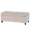 Beige Upholstered Flip Top Storage Bench with Button Tufted Top (16.1 in. H x 46.5 in. W x 20.1 in. D) by Huluwat -Southern Enterprises Sales beige huluwat bedroom benches dj tc wf280924aaa 64 1000