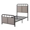 Beige Twin Size Linen Upholstered Platform Metal Bed Frame with fabric Headboard and Footboard by Huluwat