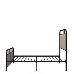 Beige Twin Size Linen Upholstered Platform Metal Bed Frame with fabric Headboard and Footboard by Huluwat -Southern Enterprises Sales beige huluwat platform beds dj tc w21428125 76 1000