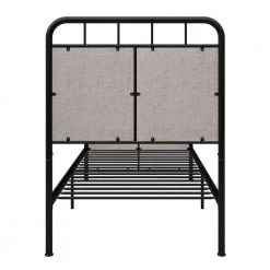 Beige Twin Size Linen Upholstered Platform Metal Bed Frame with fabric Headboard and Footboard by Huluwat -Southern Enterprises Sales beige huluwat platform beds dj tc w21428125 fa 1000