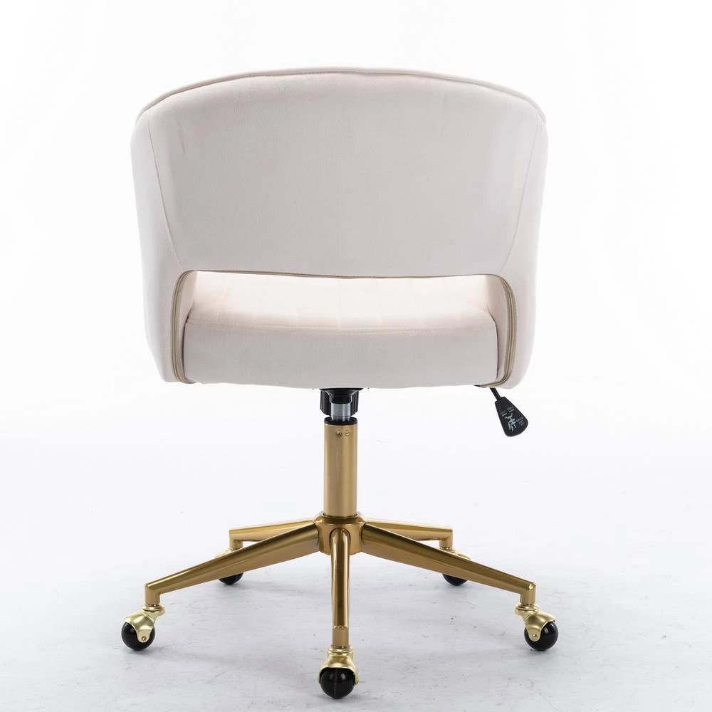 Beige Velvet Seat Office Chair With Adjustable Height by Huluwat 7 Beige Velvet Seat Office Chair With Adjustable Height by Huluwat - Image 5
