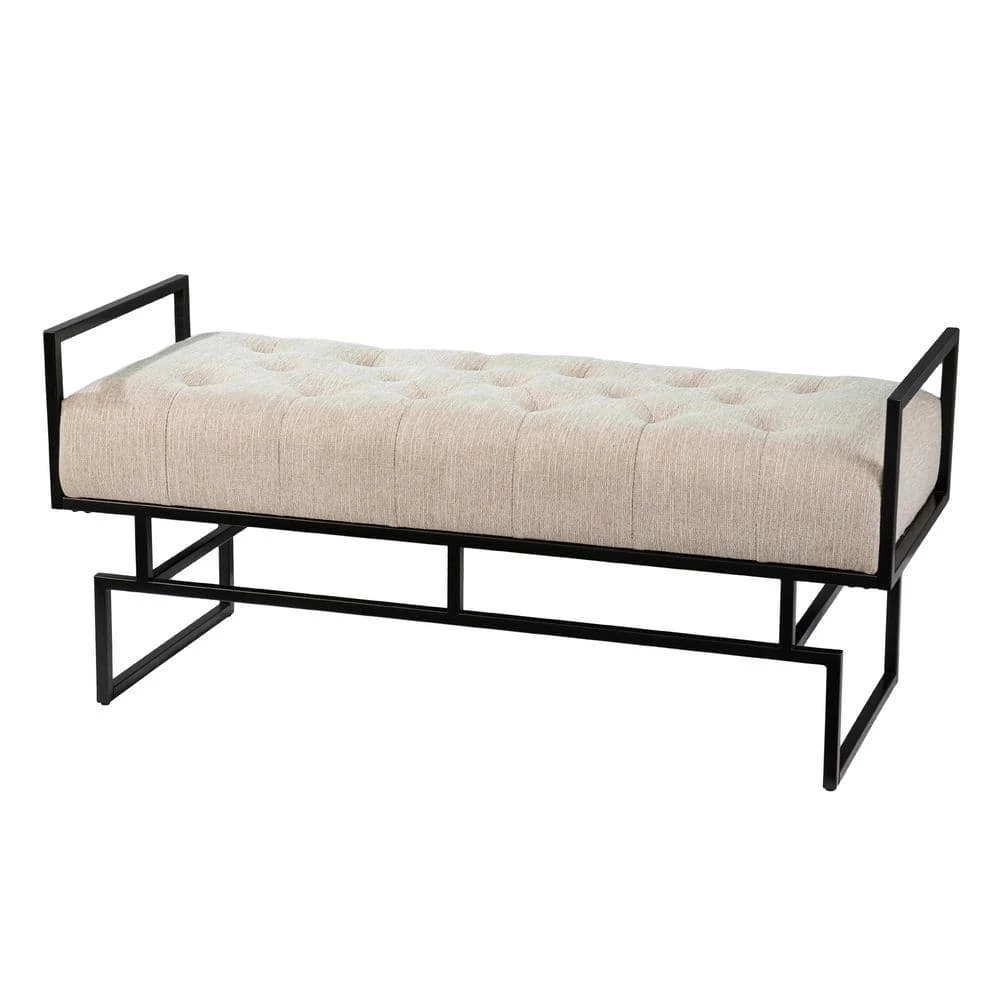 Clarkson Beige Bench (21.5 in. H x 48.5 in. W x 18.25 in. D) by Southern Enterprises 3 Clarkson Beige Bench (21.5 in. H x 48.5 in. W x 18.25 in. D) by Southern Enterprises