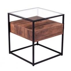 Winnifred Black and Natural Glass-Top Storage End Table by Southern Enterprises -Southern Enterprises Sales black and natural finish southern enterprises end side tables hd434261 1f 1000