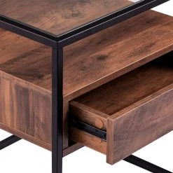 Winnifred Black and Natural Glass-Top Storage End Table by Southern Enterprises -Southern Enterprises Sales black and natural finish southern enterprises end side tables hd434261 44 1000