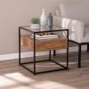 Winnifred Black and Natural Glass-Top Storage End Table by Southern Enterprises -Southern Enterprises Sales black and natural finish southern enterprises end side tables hd434261 64 1000