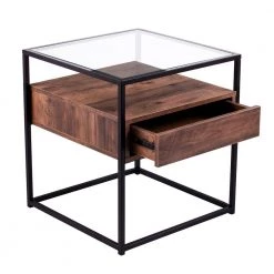 Winnifred Black and Natural Glass-Top Storage End Table by Southern Enterprises -Southern Enterprises Sales black and natural finish southern enterprises end side tables hd434261 fa 1000