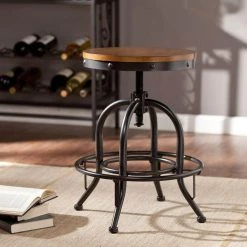 Christopher Industrial Adjustable Height Black Bar Stool by Southern Enterprises -Southern Enterprises Sales black distressed dark pine southern enterprises bar stools hd864365 76 1000