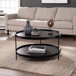 Garcia 34 in. Black Medium Round Wood Coffee Table with Shelf by Southern Enterprises 19 Garcia 34 in. Black Medium Round Wood Coffee Table with Shelf by Southern Enterprises -Southern Enterprises Sales black finish southern enterprises coffee tables hd433363 31 1000