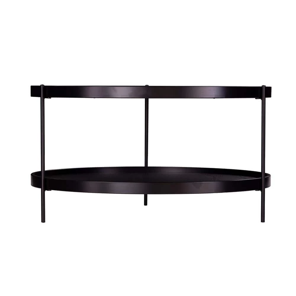 Garcia 34 in. Black Medium Round Wood Coffee Table with Shelf by Southern Enterprises 7 Garcia 34 in. Black Medium Round Wood Coffee Table with Shelf by Southern Enterprises - Image 5