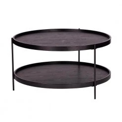 Garcia 34 in. Black Medium Round Wood Coffee Table with Shelf by Southern Enterprises