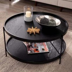Garcia 34 in. Black Medium Round Wood Coffee Table with Shelf by Southern Enterprises 14 Garcia 34 in. Black Medium Round Wood Coffee Table with Shelf by Southern Enterprises -Southern Enterprises Sales black finish southern enterprises coffee tables hd433363 c3 1000