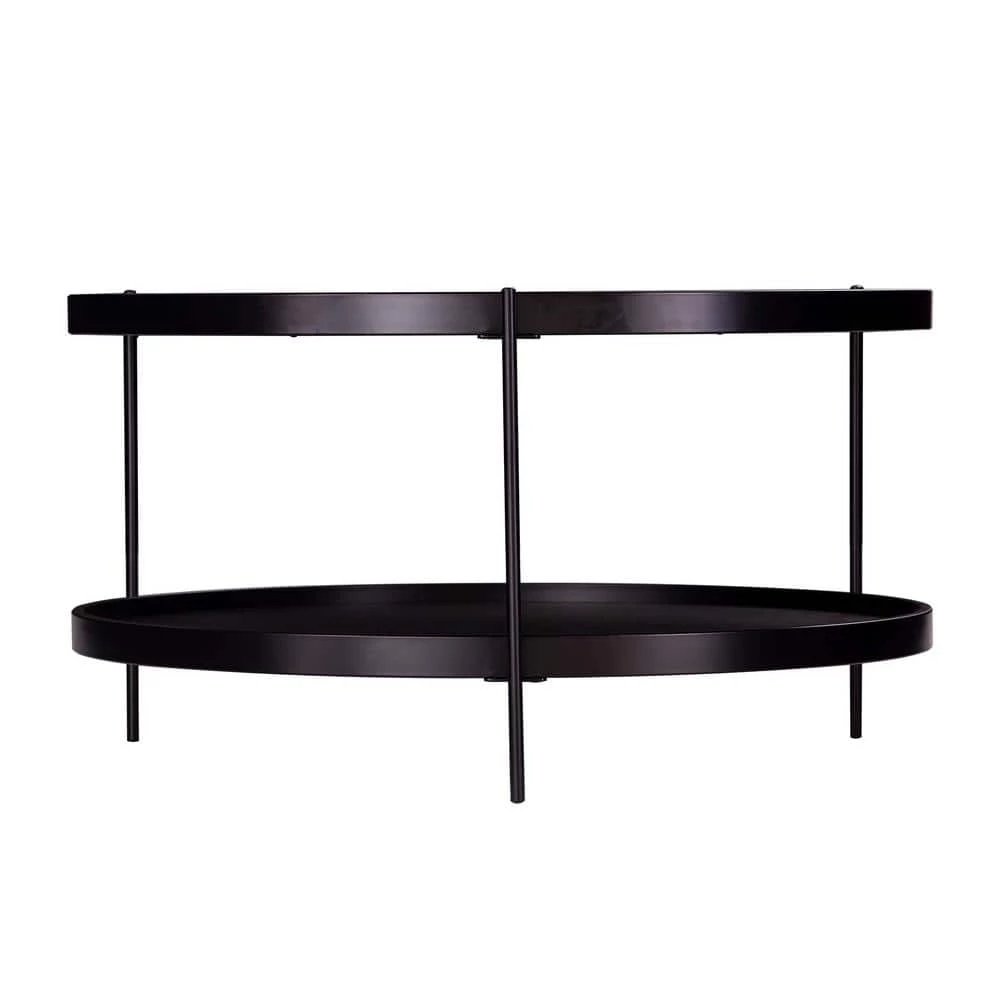 Garcia 34 in. Black Medium Round Wood Coffee Table with Shelf by Southern Enterprises 4 Garcia 34 in. Black Medium Round Wood Coffee Table with Shelf by Southern Enterprises - Image 2