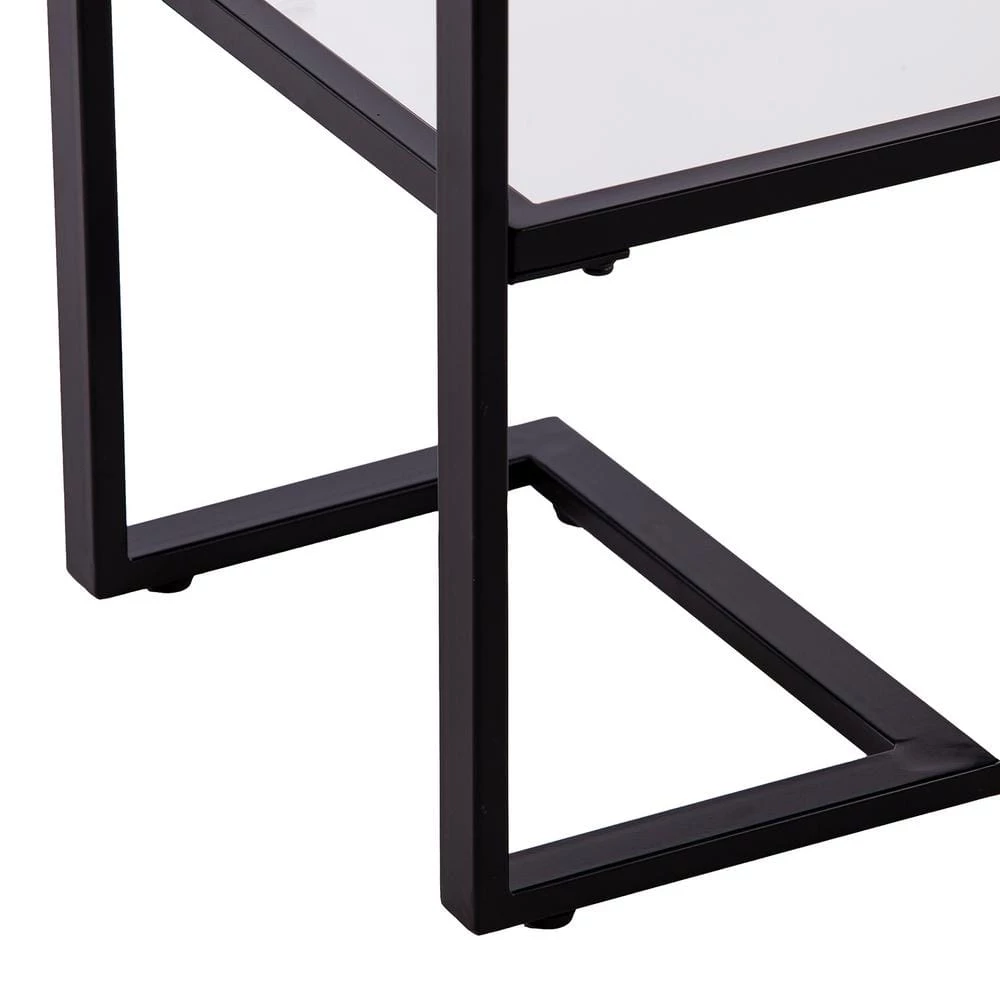 Ochila 52 in. Black Rectangle Glass Console Table with Shelves by Southern Enterprises 9 Ochila 52 in. Black Rectangle Glass Console Table with Shelves by Southern Enterprises - Image 7