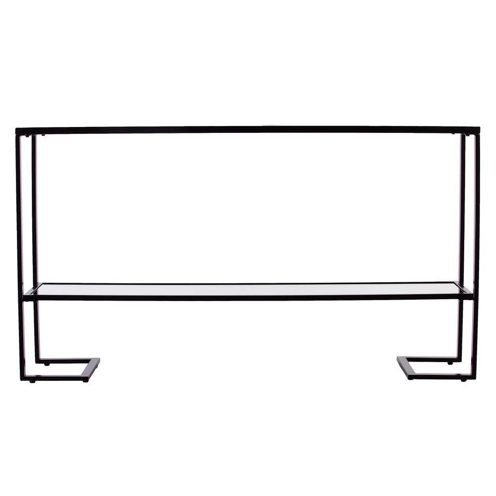 Ochila 52 in. Black Rectangle Glass Console Table with Shelves by Southern Enterprises 8 Ochila 52 in. Black Rectangle Glass Console Table with Shelves by Southern Enterprises - Image 6