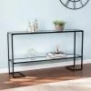 Ochila 52 in. Black Rectangle Glass Console Table with Shelves by Southern Enterprises -Southern Enterprises Sales black finish southern enterprises console tables hd530697 64 1000