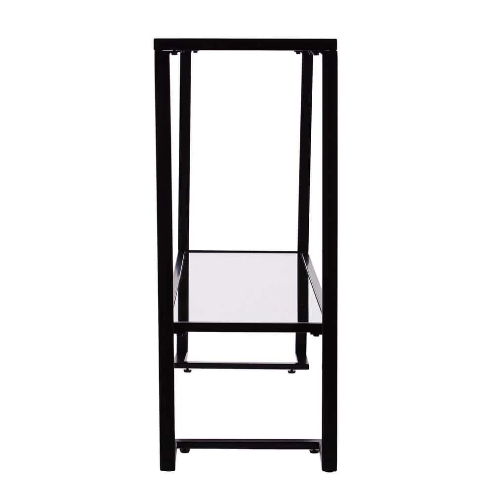 Ochila 52 in. Black Rectangle Glass Console Table with Shelves by Southern Enterprises 4 Ochila 52 in. Black Rectangle Glass Console Table with Shelves by Southern Enterprises - Image 2
