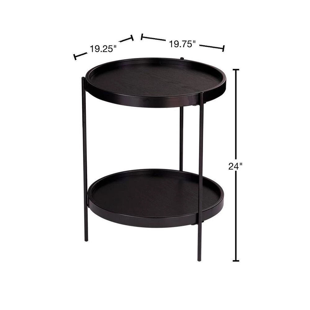 Garcia Black Round Farmhouse Style End Table by Southern Enterprises 5 Garcia Black Round Farmhouse Style End Table by Southern Enterprises - Image 3