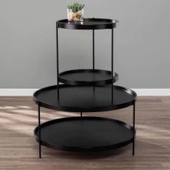 Garcia Black Round Farmhouse Style End Table by Southern Enterprises 18 Garcia Black Round Farmhouse Style End Table by Southern Enterprises -Southern Enterprises Sales black finish southern enterprises end side tables hd433370 44 1000