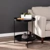 Garcia Black Round Farmhouse Style End Table by Southern Enterprises -Southern Enterprises Sales black finish southern enterprises end side tables hd433370 64 1000