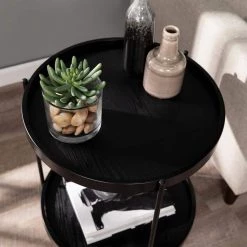 Garcia Black Round Farmhouse Style End Table by Southern Enterprises 15 Garcia Black Round Farmhouse Style End Table by Southern Enterprises -Southern Enterprises Sales black finish southern enterprises end side tables hd433370 c3 1000
