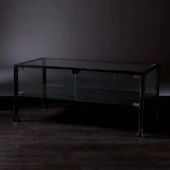43 in. Black/Clear Large Rectangle Glass Coffee Table with Shelf by Southern Enterprises -Southern Enterprises Sales black finish with silver distressing southern enterprises coffee tables hd865256 4f 1000