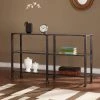 49 in. Black Rectangle Glass Console Table with Storage by Southern Enterprises -Southern Enterprises Sales black finish with silver distressing southern enterprises console tables hd865447 64 1000