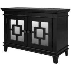 Black Accent Storage Wooden Cabinet with Decorative Mirror Door by Huluwat -Southern Enterprises Sales black huluwat accent cabinets dj tc wf284088aab 76 1000