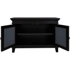 Black Accent Storage Wooden Cabinet with Decorative Mirror Door by Huluwat -Southern Enterprises Sales black huluwat accent cabinets dj tc wf284088aab 77 1000