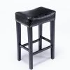 29 in. Black Backless Wood Frame Bar Stool with Faux Leather Seat for Kitchen Counter (Set of 2) by Huluwat