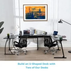 58" L-Shaped Black MDF Board No Drawer Computer Desk by Huluwat -Southern Enterprises Sales black huluwat computer desks xyd g jhldsk01w 76 1000