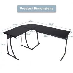 58" L-Shaped Black MDF Board No Drawer Computer Desk by Huluwat -Southern Enterprises Sales black huluwat computer desks xyd g jhldsk01w c3 1000