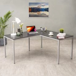 60" L-Shaped Black Manufactured Wood No Drawer Computer Desk by Huluwat -Southern Enterprises Sales black huluwat computer desks xyd g jhldsk03z 31 1000