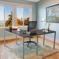 60" L-Shaped Black Manufactured Wood No Drawer Computer Desk by Huluwat -Southern Enterprises Sales black huluwat computer desks xyd g jhldsk03z 4f 1000