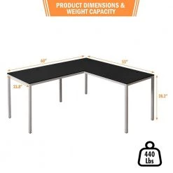 60" L-Shaped Black Manufactured Wood No Drawer Computer Desk by Huluwat -Southern Enterprises Sales black huluwat computer desks xyd g jhldsk03z c3 1000