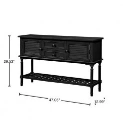 47 in. Black Modern Rectangle Solid Wood Console Table for Living Room with 2-Drawers, 2-Cabinets and 1-Shelf by Huluwat -Southern Enterprises Sales black huluwat console tables dj tc wf280255aab 40 1000